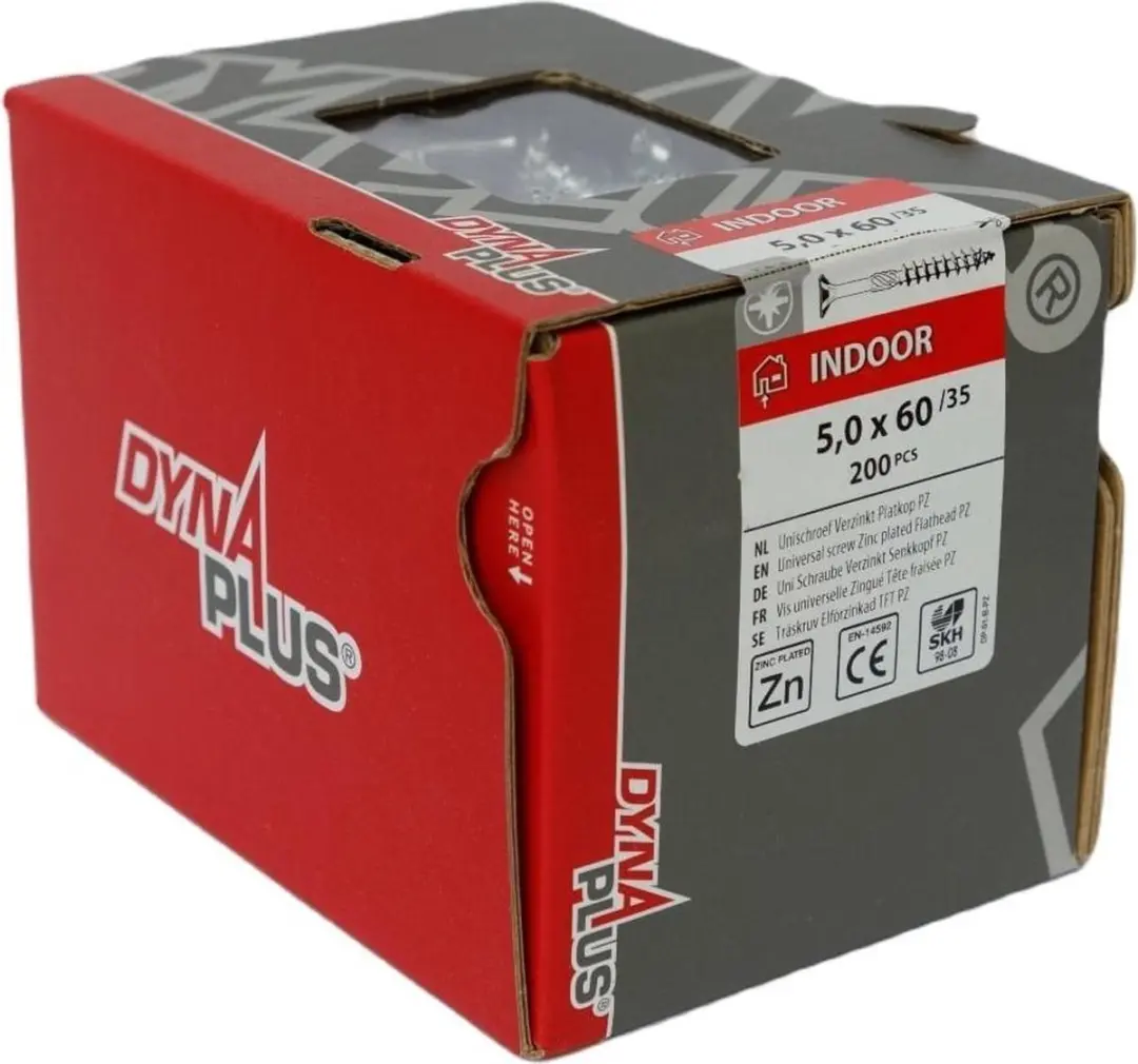 Dynaplus Unischroef POZI 5x60mm Verzinkt - 200 Stuks - afbeelding 4 van 4