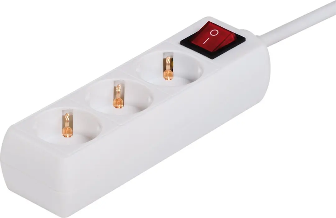 Eco-Line stekkerdoos met schakelaar 3-voudig zilver grijs 1,5 m H05VV-F 3G1,5