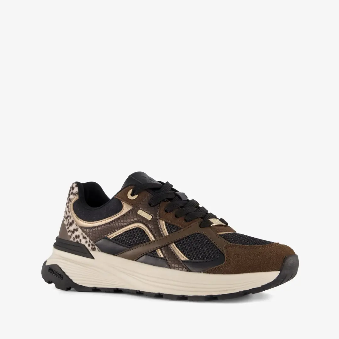 XX By Mexx dames sneakers met dierenprint bruin zwart