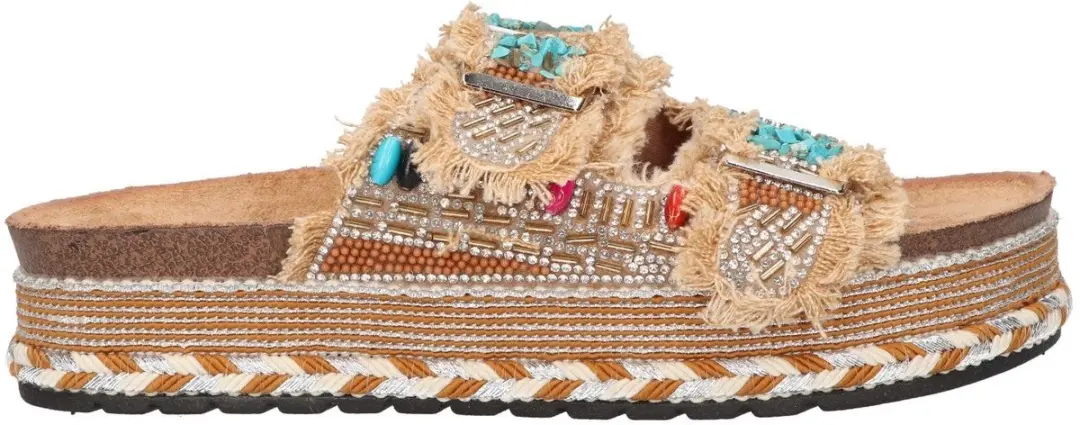 La Strada Platform Slipper Camel Textiel