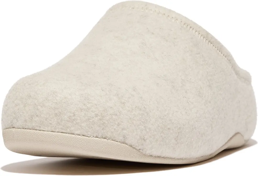 FitFlop Shuv Cushy Vilten Clogs Pantoffels/Sloffen WIT