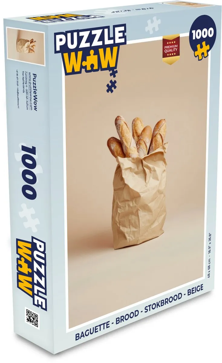 PuzzleWow Baguette Legpuzzel 1000 Stuks - Stokbrood Beige