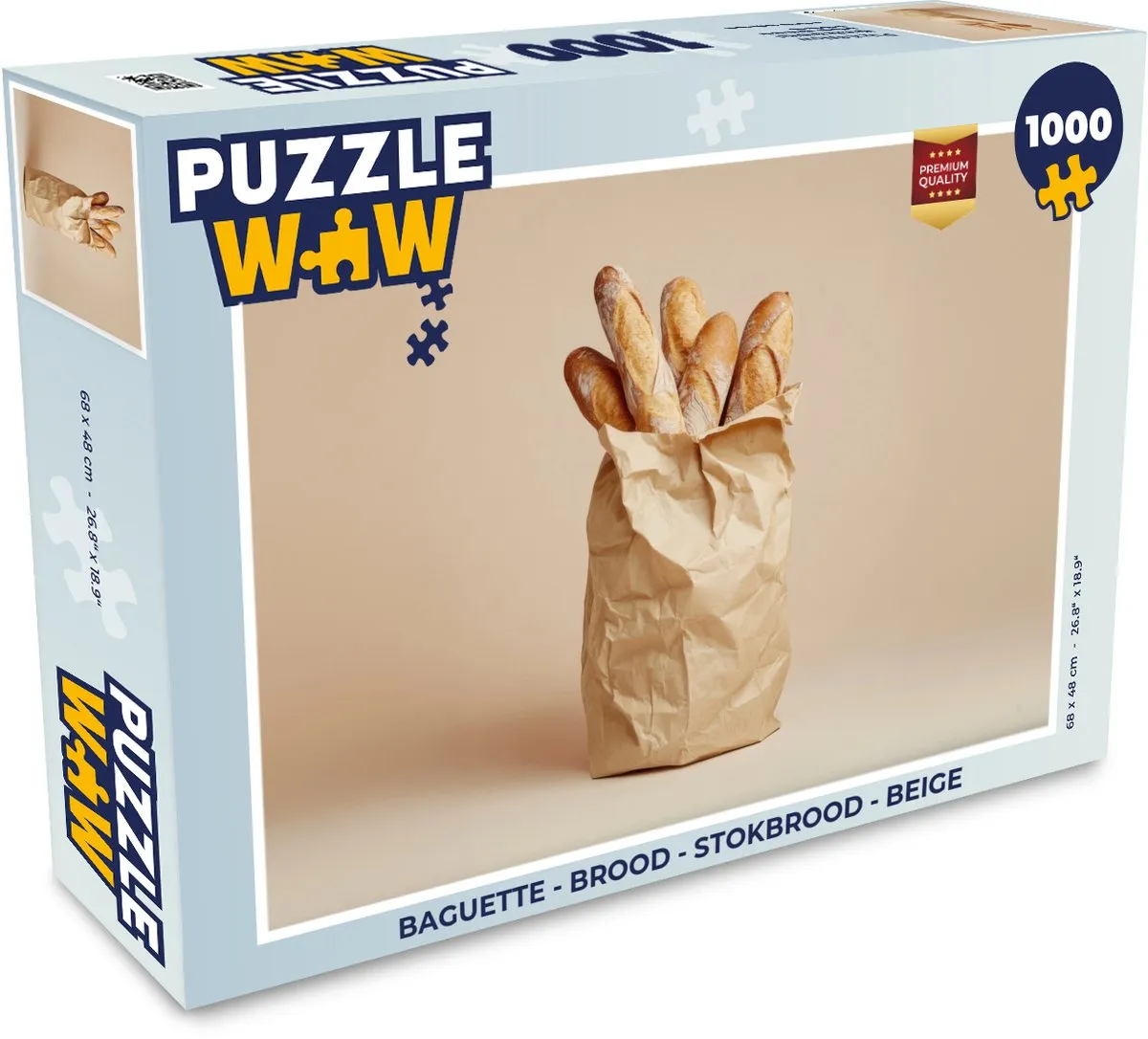 PuzzleWow Baguette Legpuzzel 1000 Stuks - Stokbrood Beige