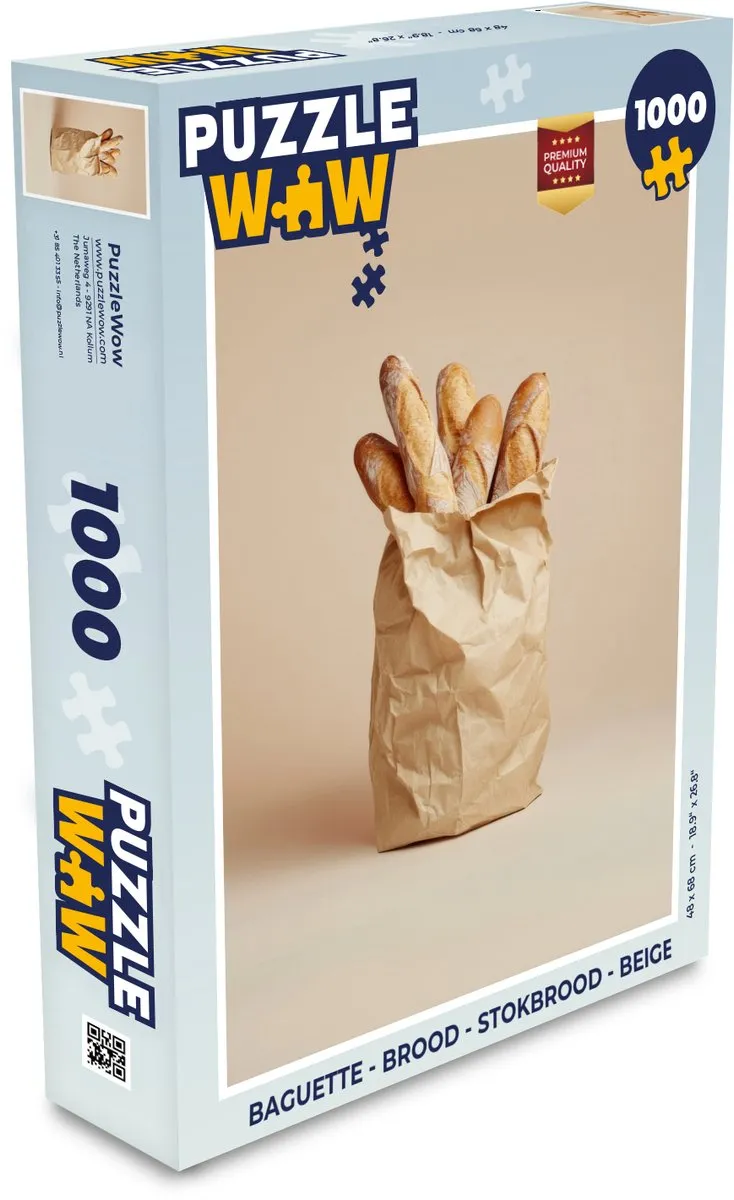 PuzzleWow Baguette Legpuzzel 1000 Stuks - Stokbrood Beige