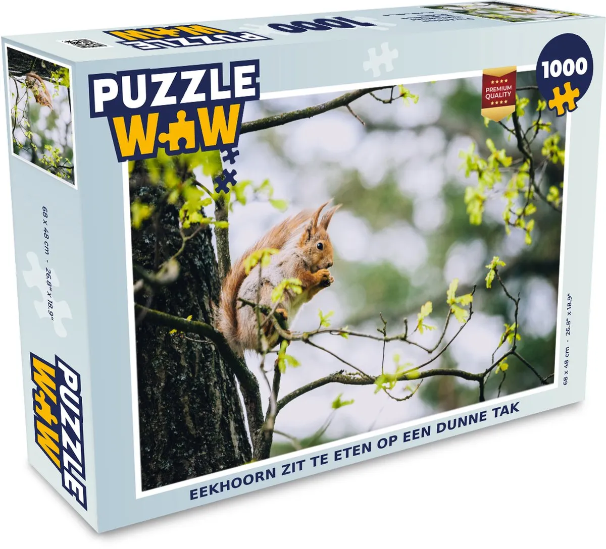 PuzzleWow Legpuzzel 1000 Stuks - Eekhoorn op Tak Multicolor