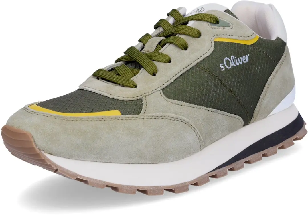 s.Oliver heren leren sneaker kaki groen