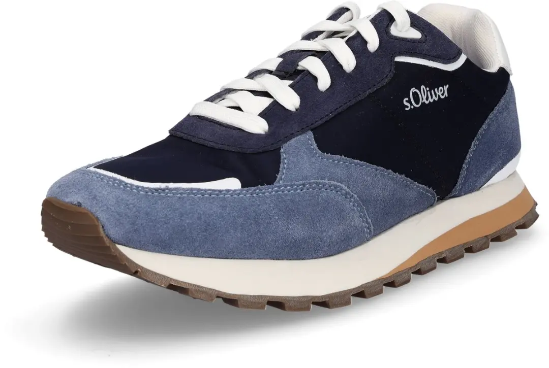 s.Oliver heren leren sneaker denim blauw