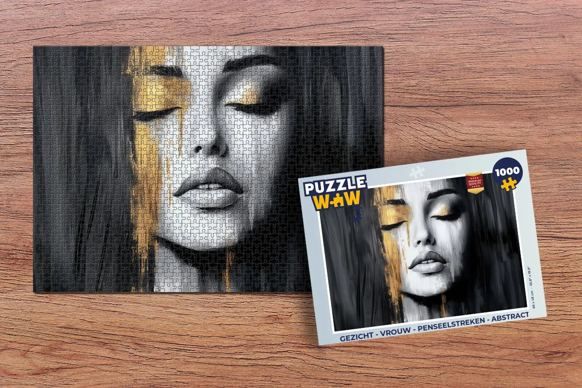 PuzzleWow Legpuzzel 1000 Stuks - Vrouw Gezicht Abstract