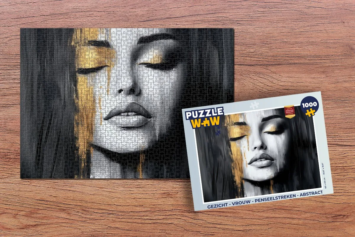 PuzzleWow Legpuzzel 1000 Stuks - Vrouw Gezicht Abstract