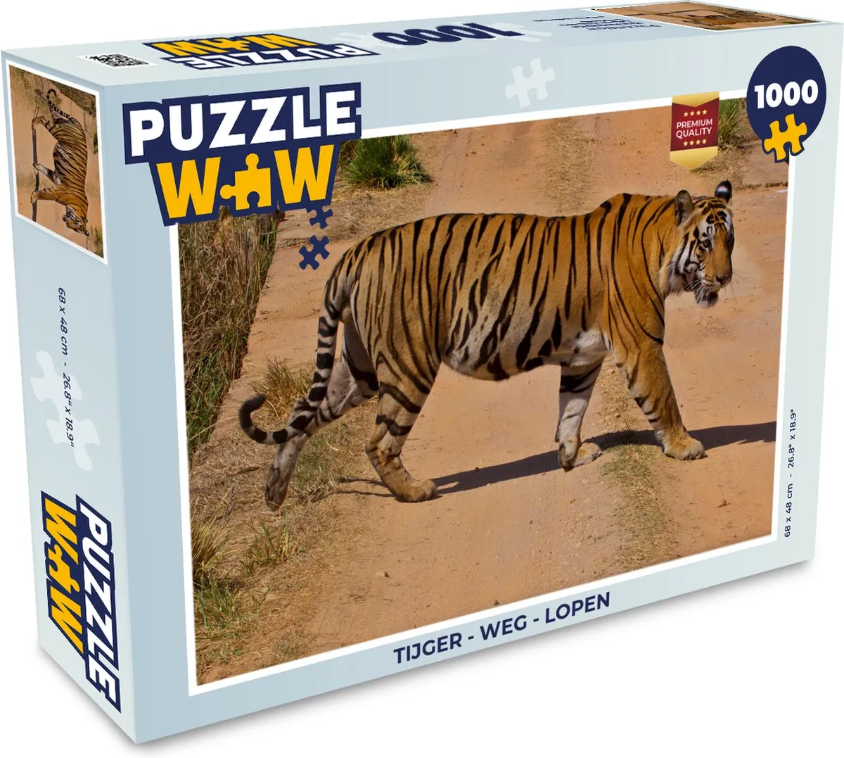 PuzzleWow Tijger Weg Lopen Legpuzzel 1000 Stuks - Multicolor