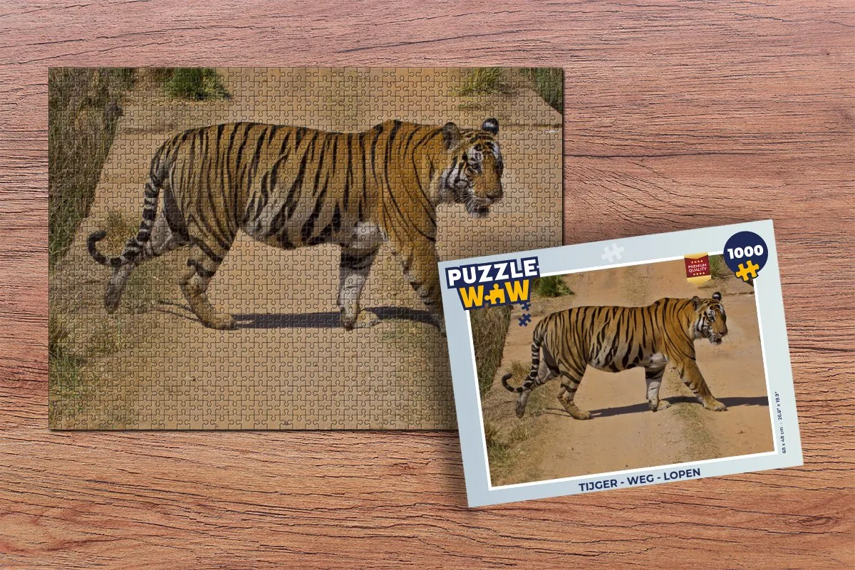 PuzzleWow Tijger Weg Lopen Legpuzzel 1000 Stuks - Multicolor