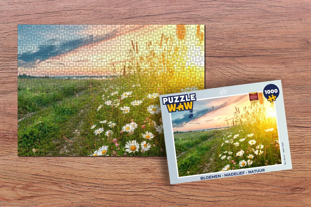 PuzzleWow Bloemen Madelief Horizon Legpuzzel 1000 Stuks - Multicolor