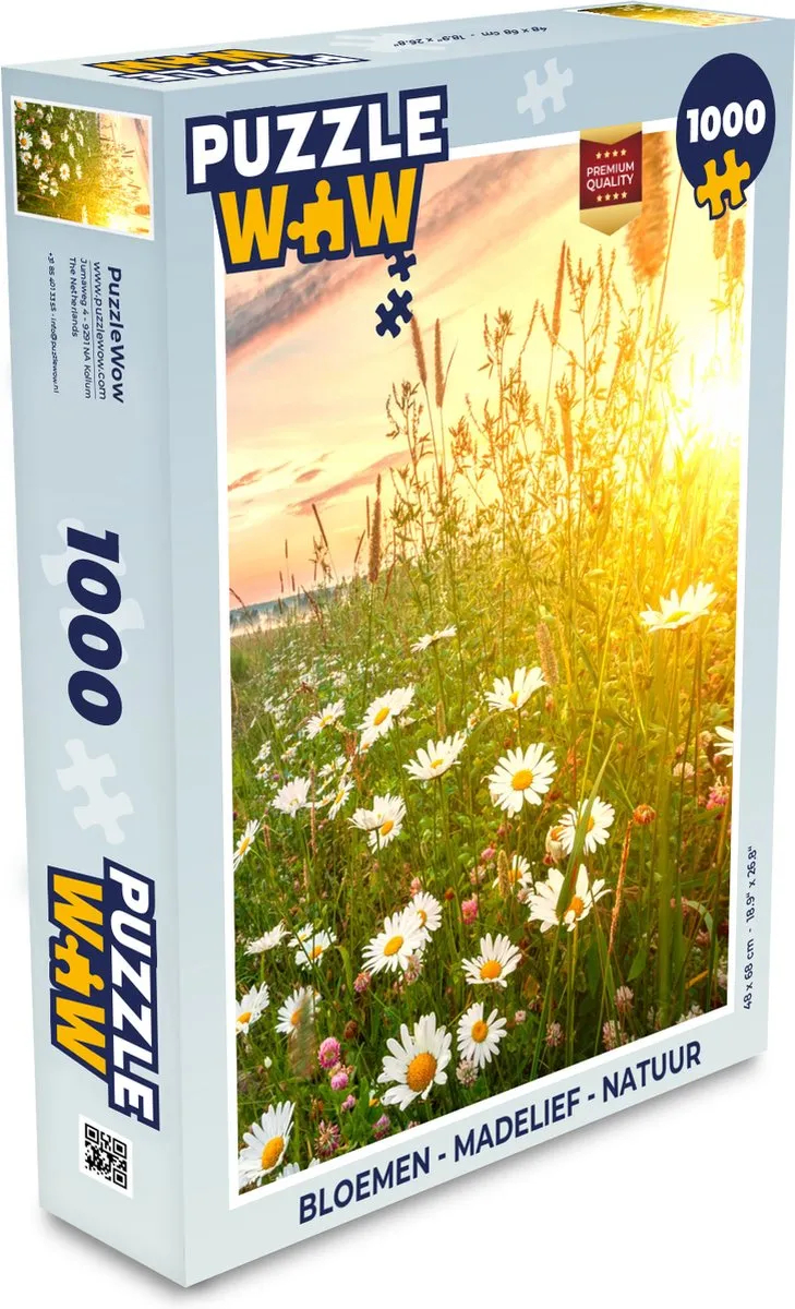 PuzzleWow Bloemen Madelief Horizon Legpuzzel 1000 Stuks - Multicolor