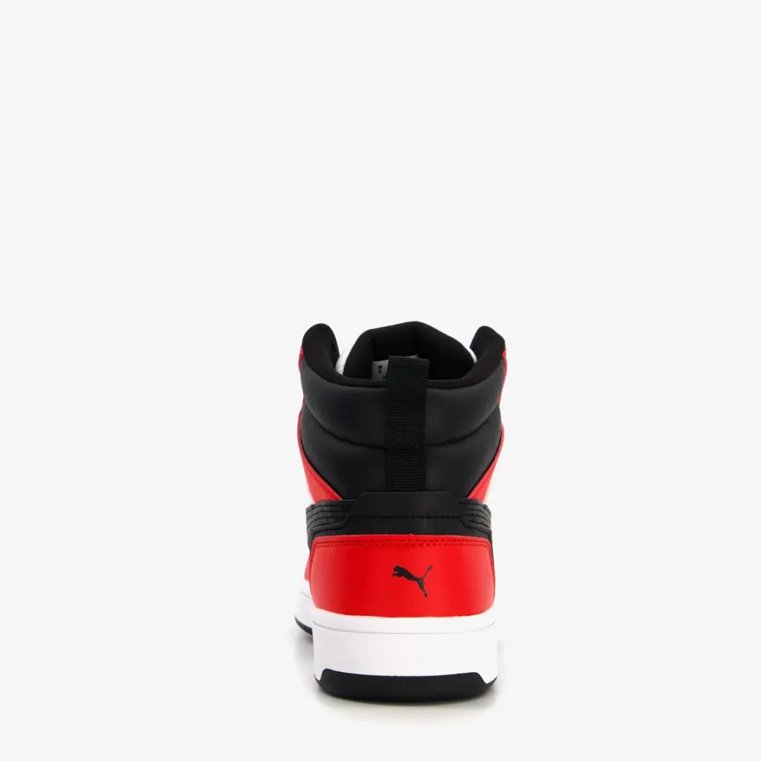 PUMA Rebound V6 Mid Jr Unisex Sneakers - 37 - PUMA White/Black/For All Time Red - afbeelding 6 van 6