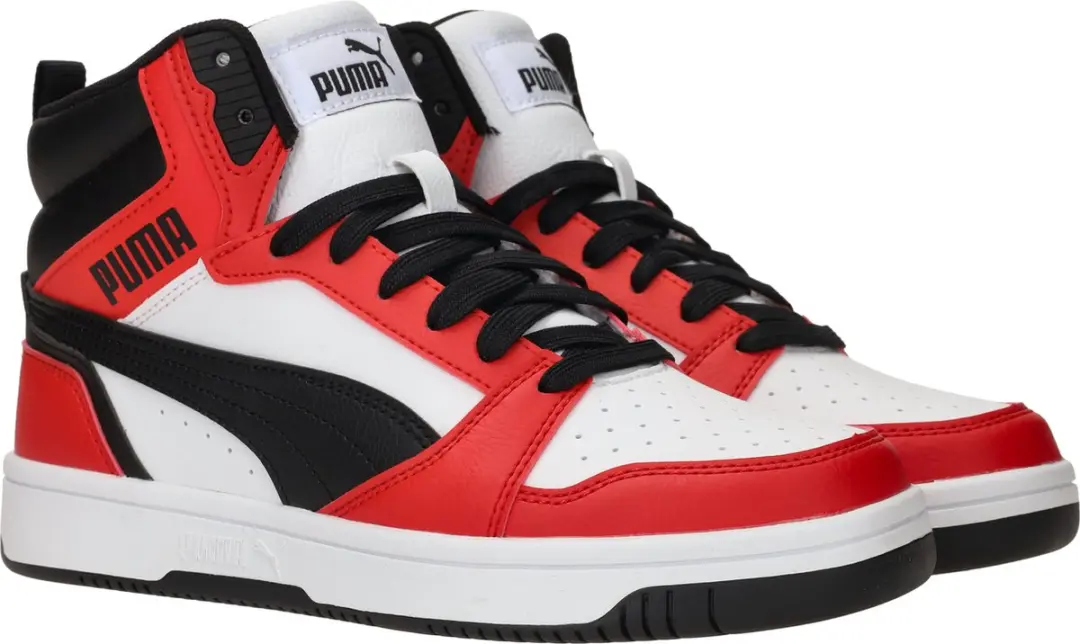 PUMA Rebound V6 Mid Jr Unisex Sneakers - 37 - PUMA White/Black/For All Time Red - afbeelding 2 van 6