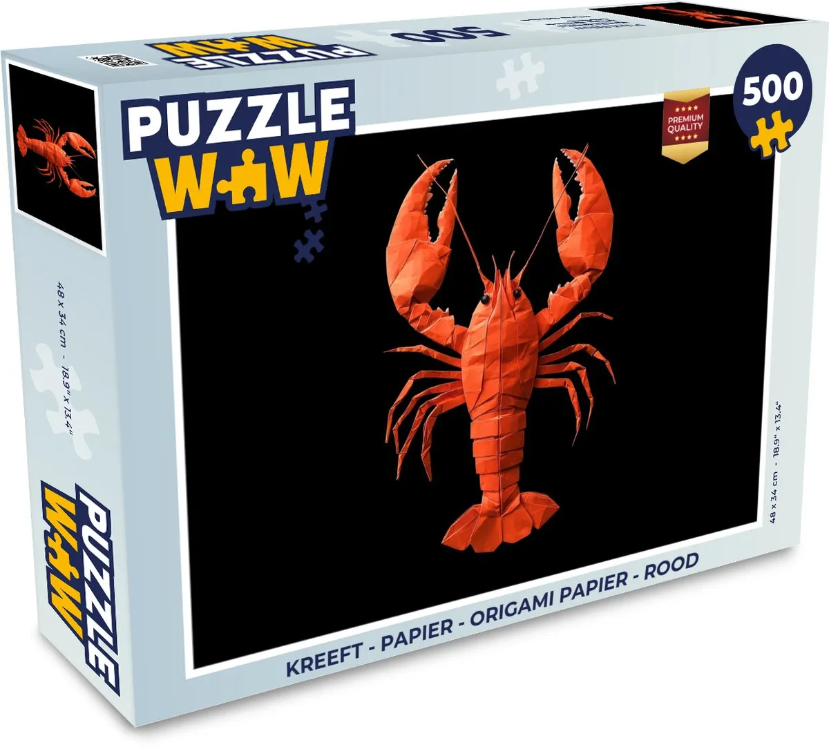 PuzzleWow Kreeft Origami Puzzel 500 Stuks - Rood