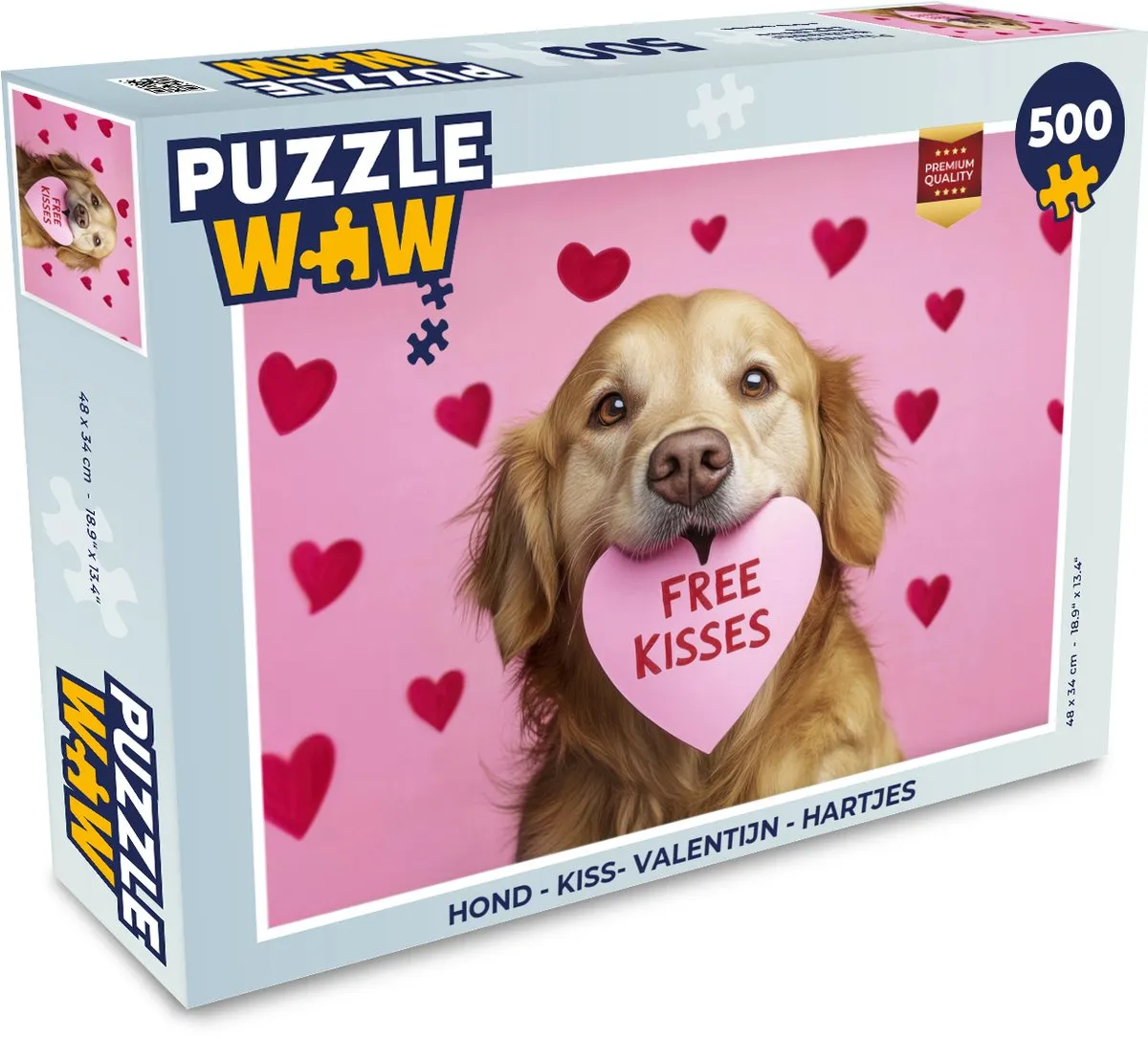 PuzzleWow Kiss Valentijn Hond Legpuzzel 500 Stuks - Roze