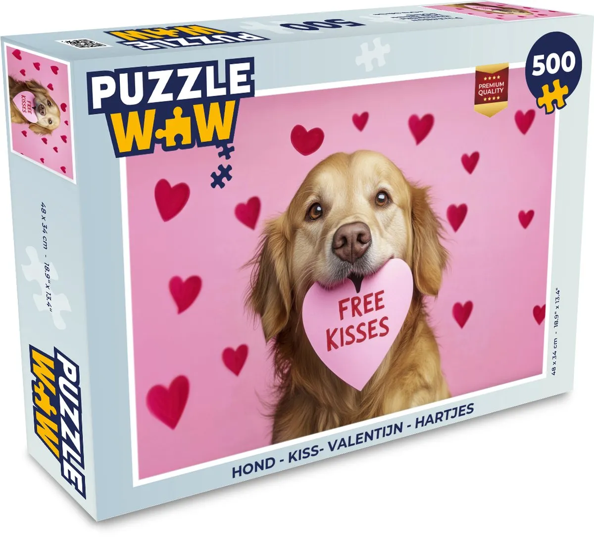 PuzzleWow Kiss Valentijn Hond Legpuzzel 500 Stuks - Roze