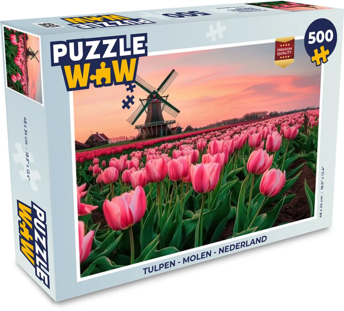 PuzzleWow Legpuzzel Tulpen - Roze 500 Stuks - 8721173244023