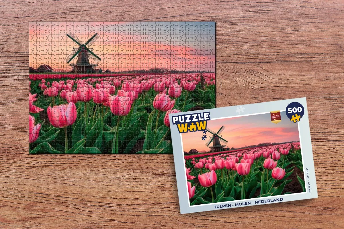 PuzzleWow Legpuzzel Tulpen - Roze 500 Stuks - 8721173244023