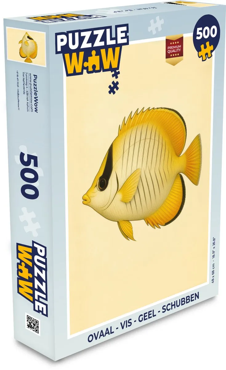 PuzzleWow Vis Ovaal Legpuzzel 500 Stuks - Geel