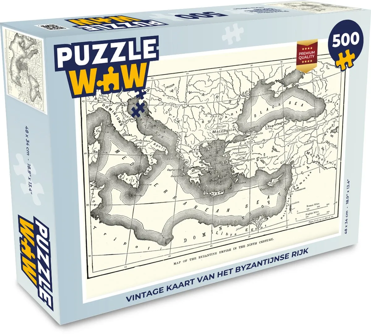 PuzzleWow Vintage Geschiedenis Landkaart Legpuzzel 500 Stuks - Multicolor