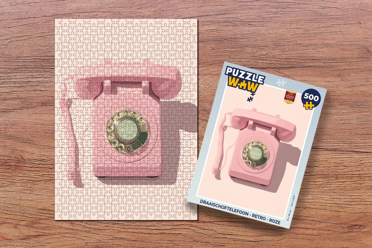 PuzzleWow Draaischijftelefoon Legpuzzel 500 Stuks - Roze