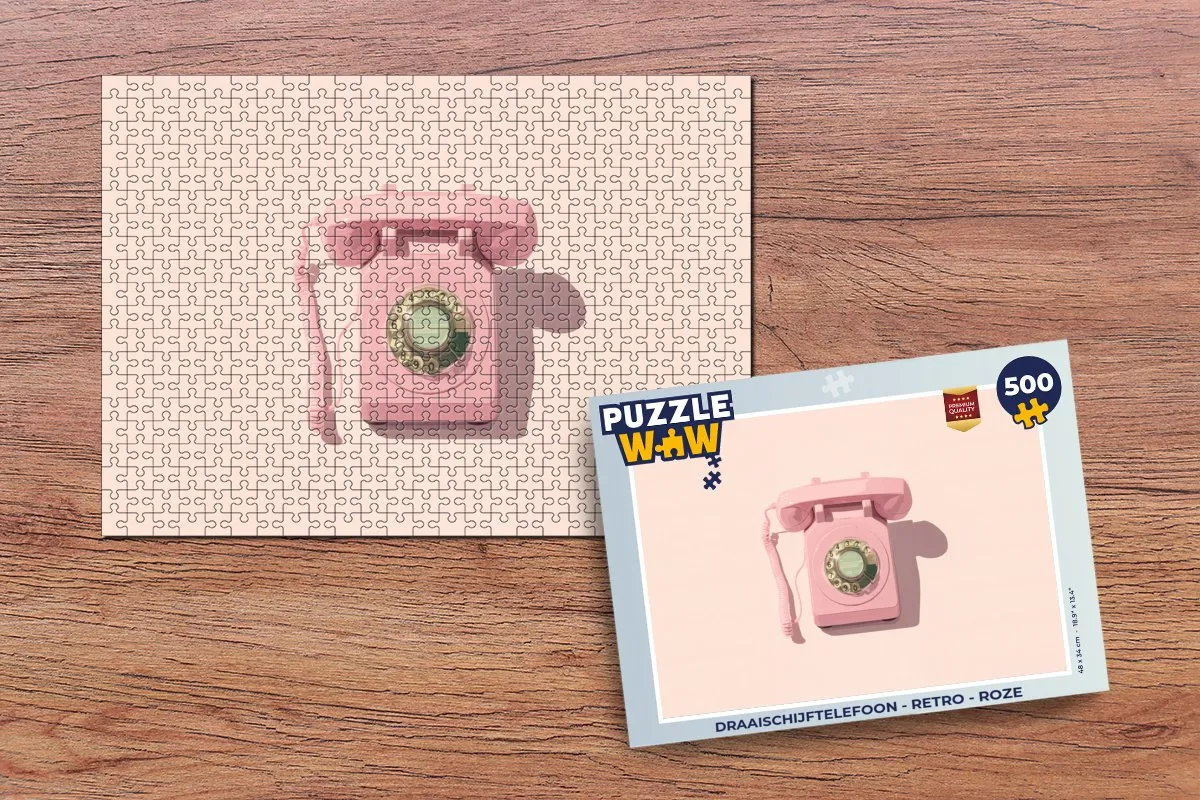 PuzzleWow Draaischijftelefoon Legpuzzel 500 Stuks - Roze