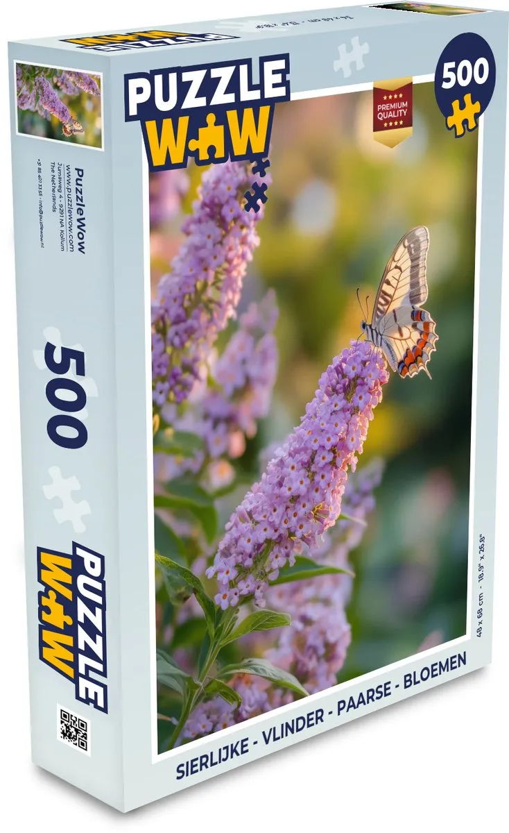 PuzzleWow Vlinder Bloemen Legpuzzel 500 Stuks - Paars