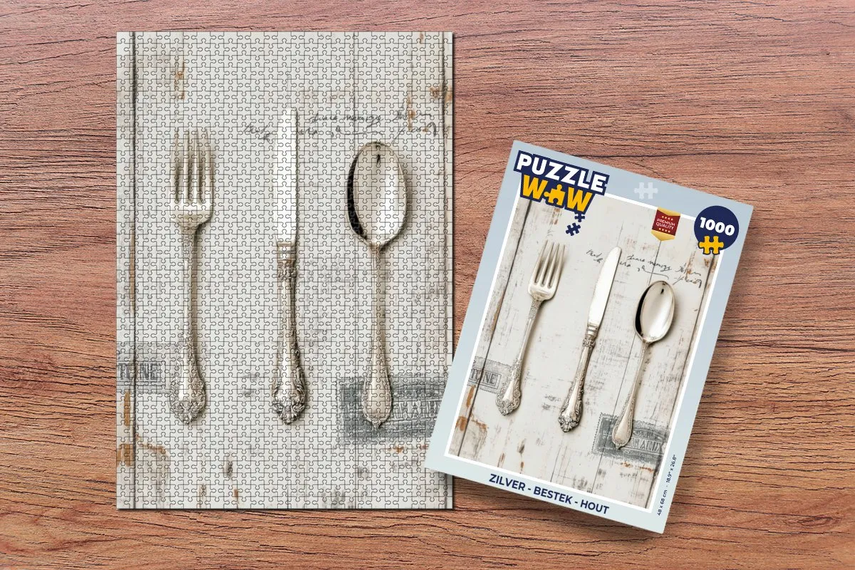 PuzzleWow Bestek Legpuzzel 1000 Stuks - Zilver