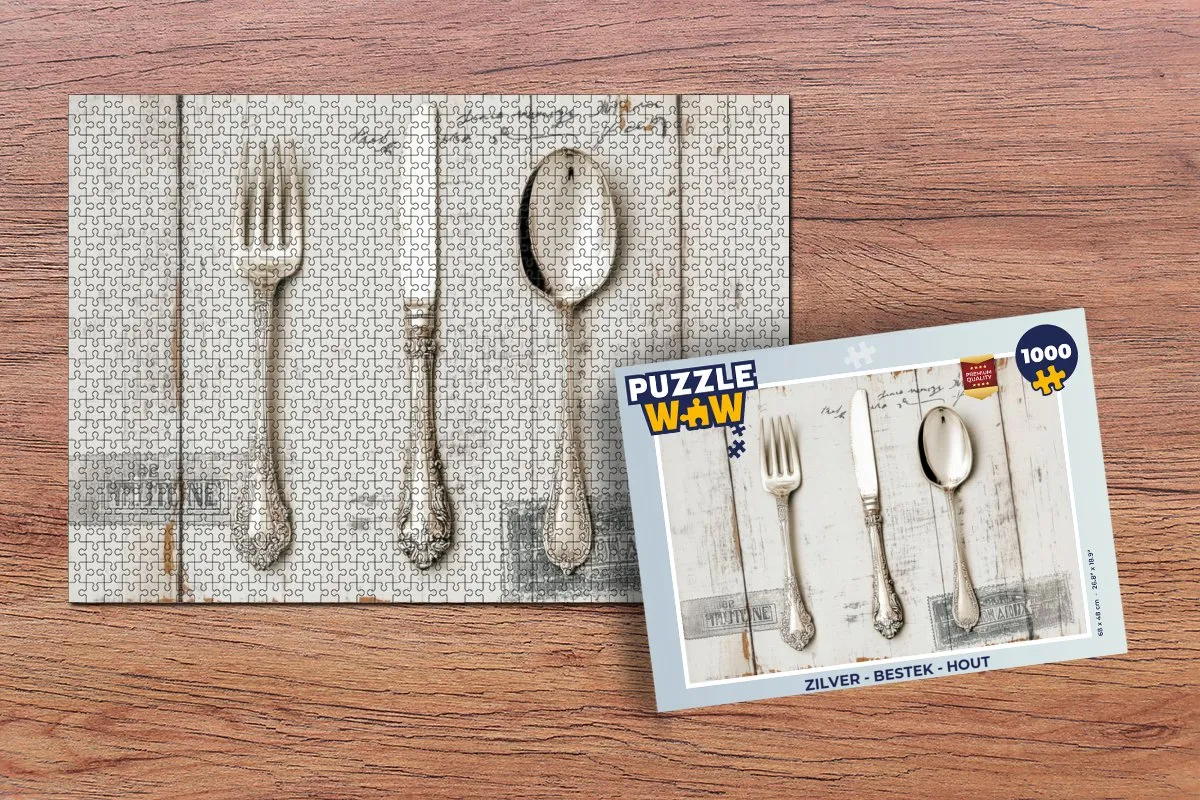 PuzzleWow Bestek Legpuzzel 1000 Stuks - Zilver