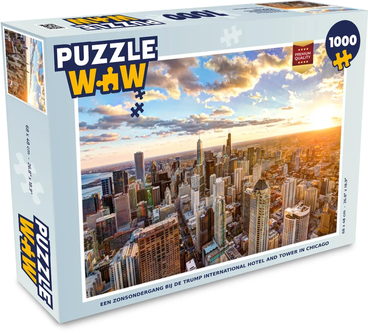 PuzzleWow Legpuzzel Zonsondergang Trump Tower Chicago 1000 Stuks - Multicolor