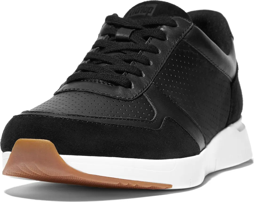 FitFlop F-Mode Suede/Leren Sneakers ZWART