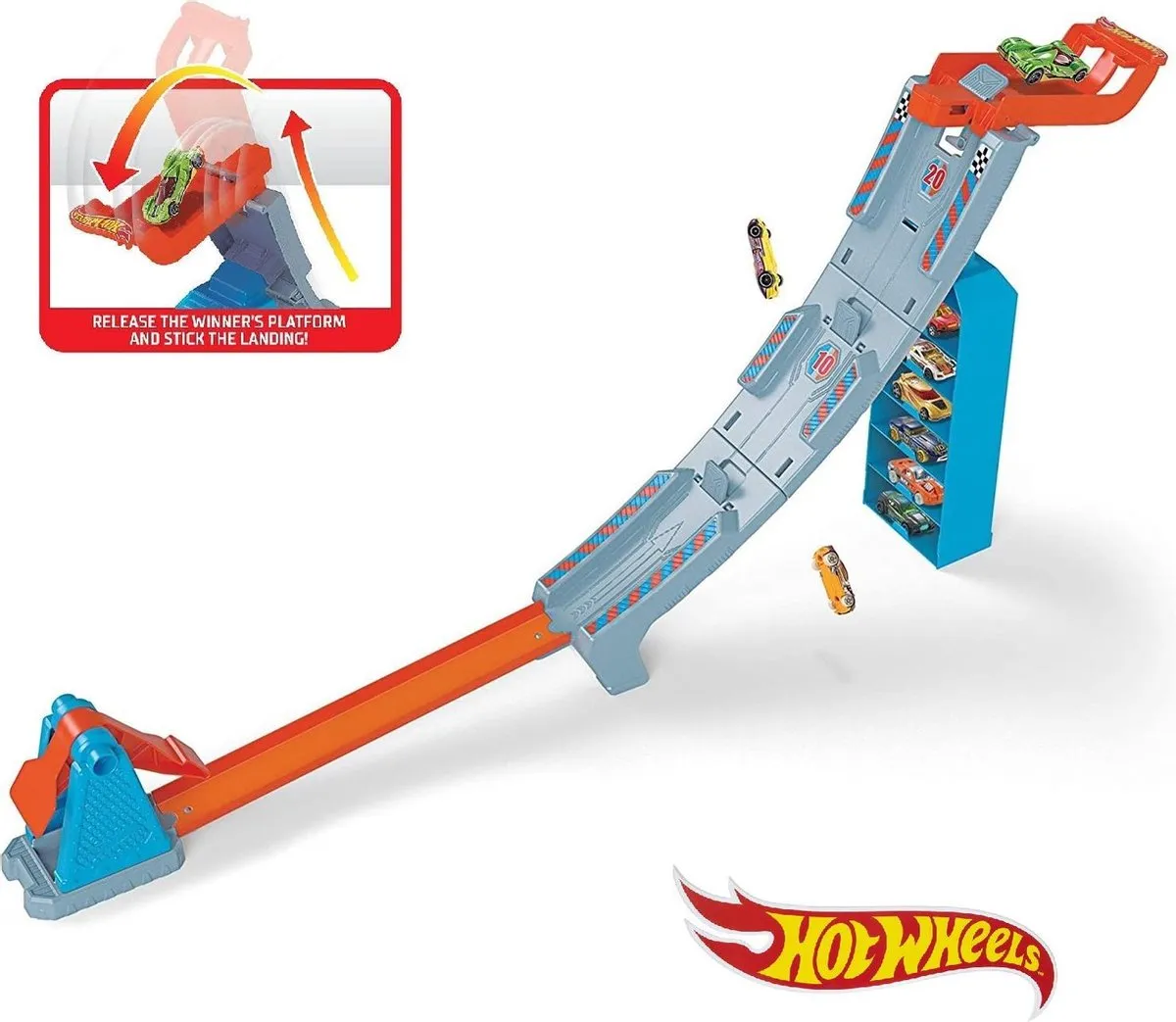 Hot Wheels Action Hill Climb Champion GBF83 Speelset - Blauw/Oranje