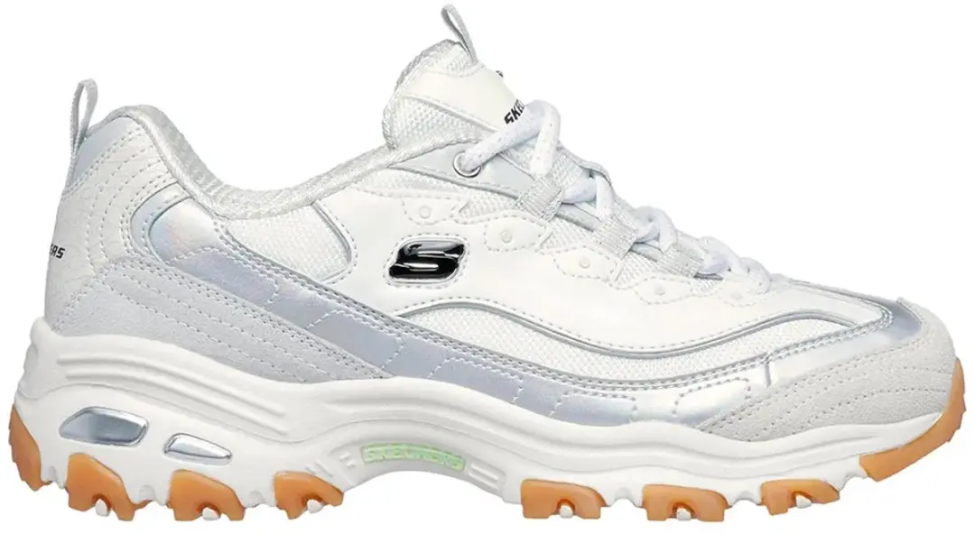 Skechers D Lites Dazzling Shine Dames Sneakers - Wit - afbeelding 2 van 4