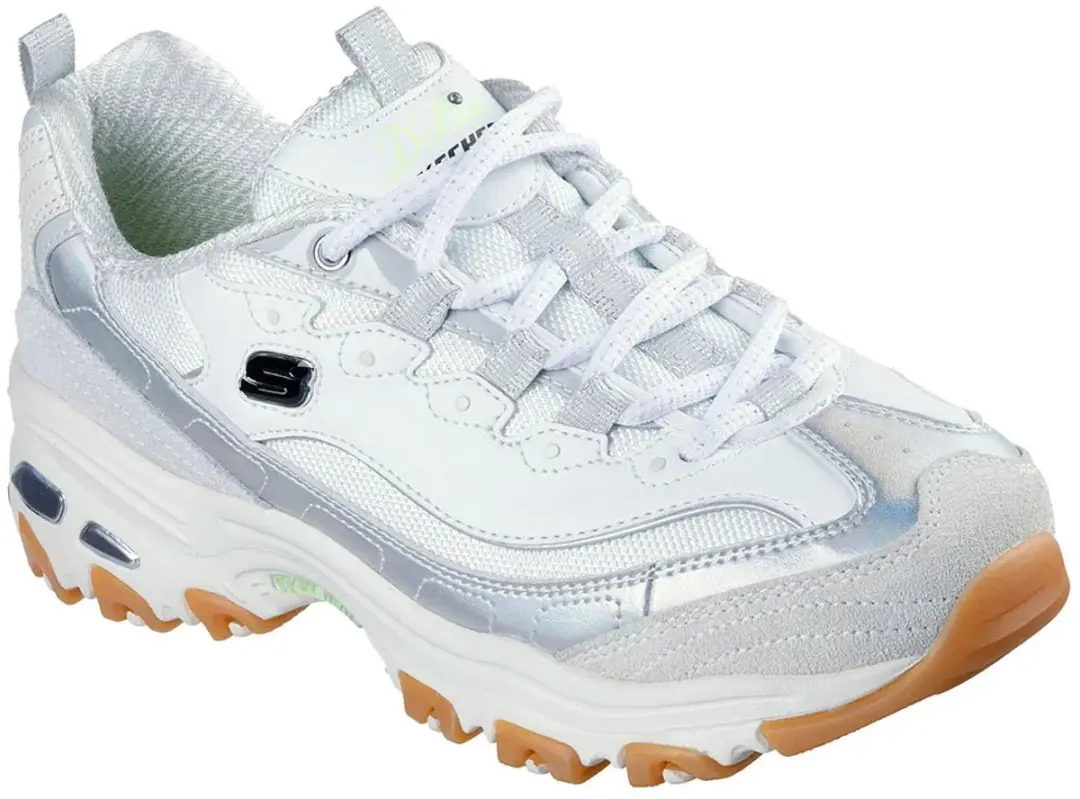 Skechers D Lites Dazzling Shine Dames Sneakers - Wit - afbeelding 3 van 4