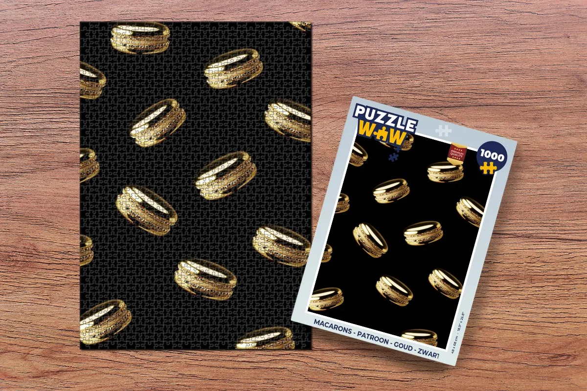 PuzzleWow Macarons Legpuzzel 1000 Stuks - Goud/Zwart