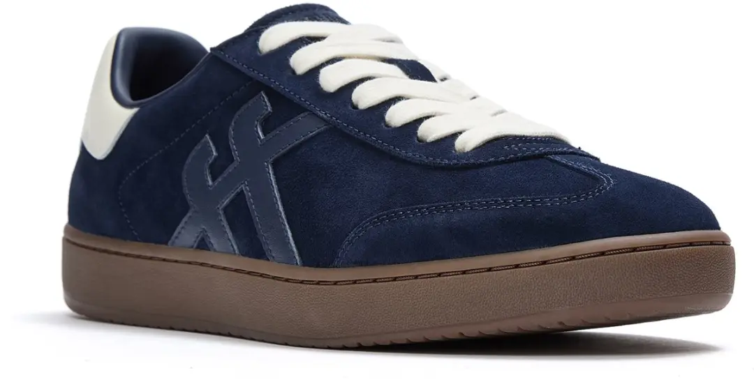 FitFlop De Dash FF herensneakers van suède met T-neus DONKERBLAUW