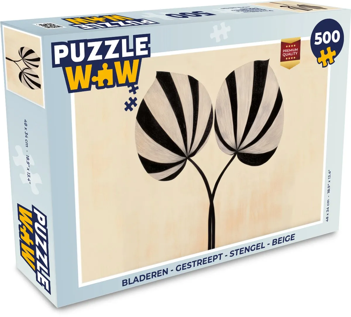 PuzzleWow Legpuzzel 500 Stuks - Beige Gestreept