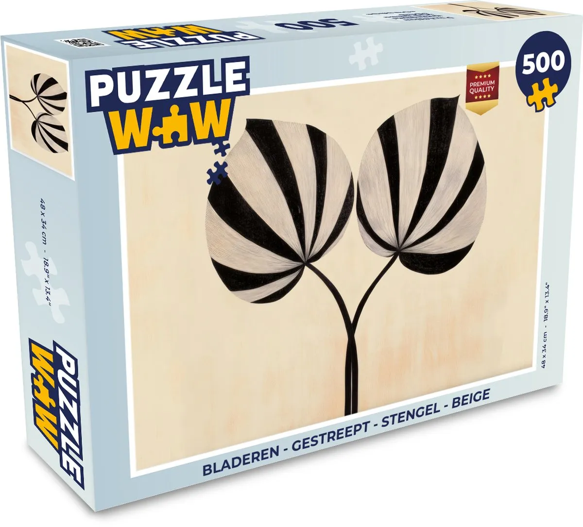 PuzzleWow Legpuzzel 500 Stuks - Beige Gestreept