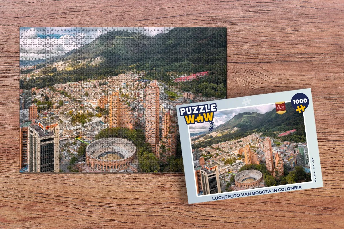 PuzzleWow Bogota Luchtfoto Legpuzzel 1000 Stuks - Multicolor