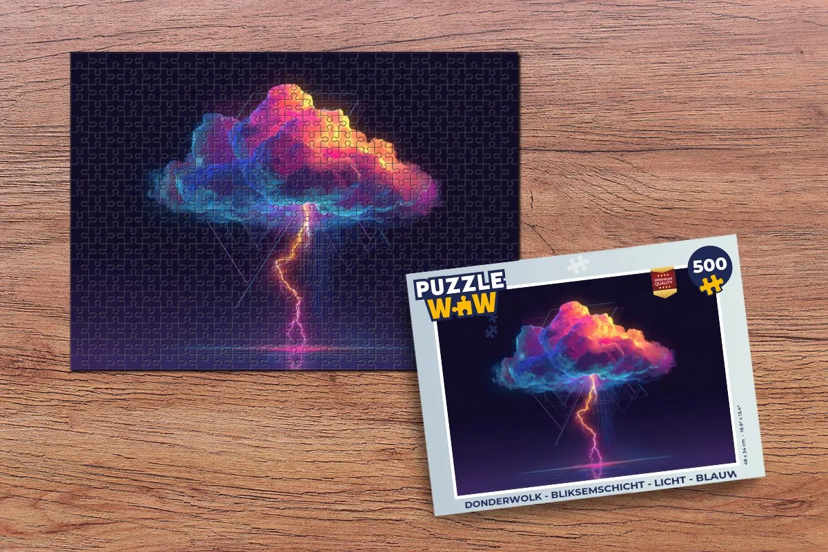 PuzzleWow Donderwolk Bliksemschicht Legpuzzel 500 Stuks - Blauw