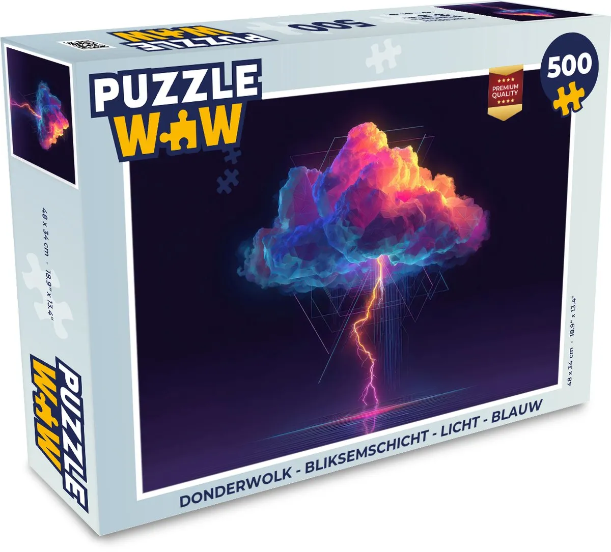 PuzzleWow Donderwolk Bliksemschicht Legpuzzel 500 Stuks - Blauw