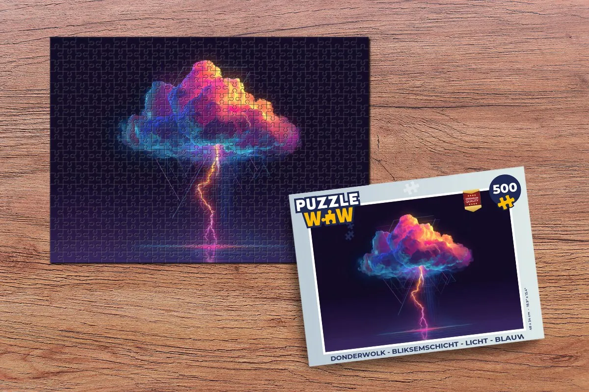 PuzzleWow Donderwolk Bliksemschicht Legpuzzel 500 Stuks - Blauw