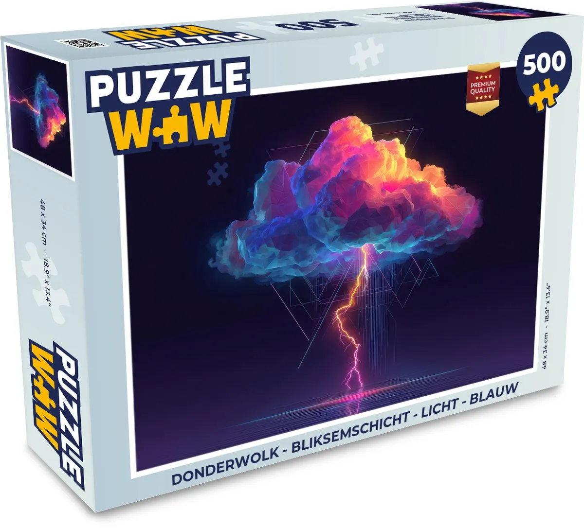 PuzzleWow Donderwolk Bliksemschicht Legpuzzel 500 Stuks - Blauw