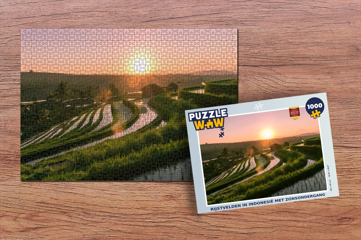 PuzzleWow Rijstvelden in Indonesië Legpuzzel 1000 Stuks - Multicolor