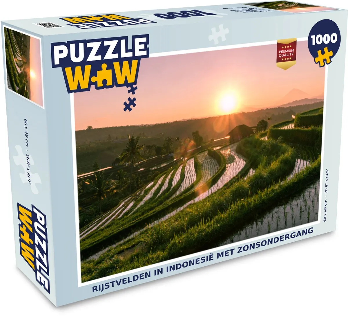 PuzzleWow Rijstvelden in Indonesië Legpuzzel 1000 Stuks - Multicolor