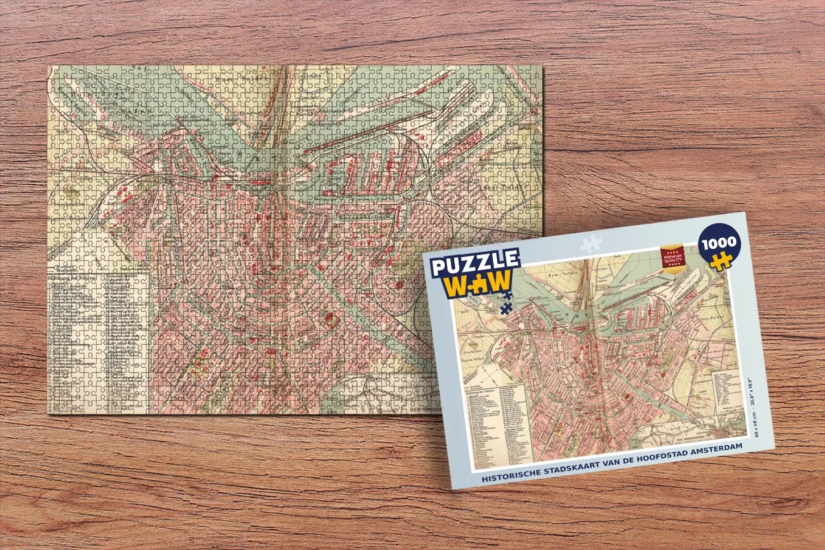 PuzzleWow Amsterdam Vintage Legpuzzel 1000 Stuks - Multicolor