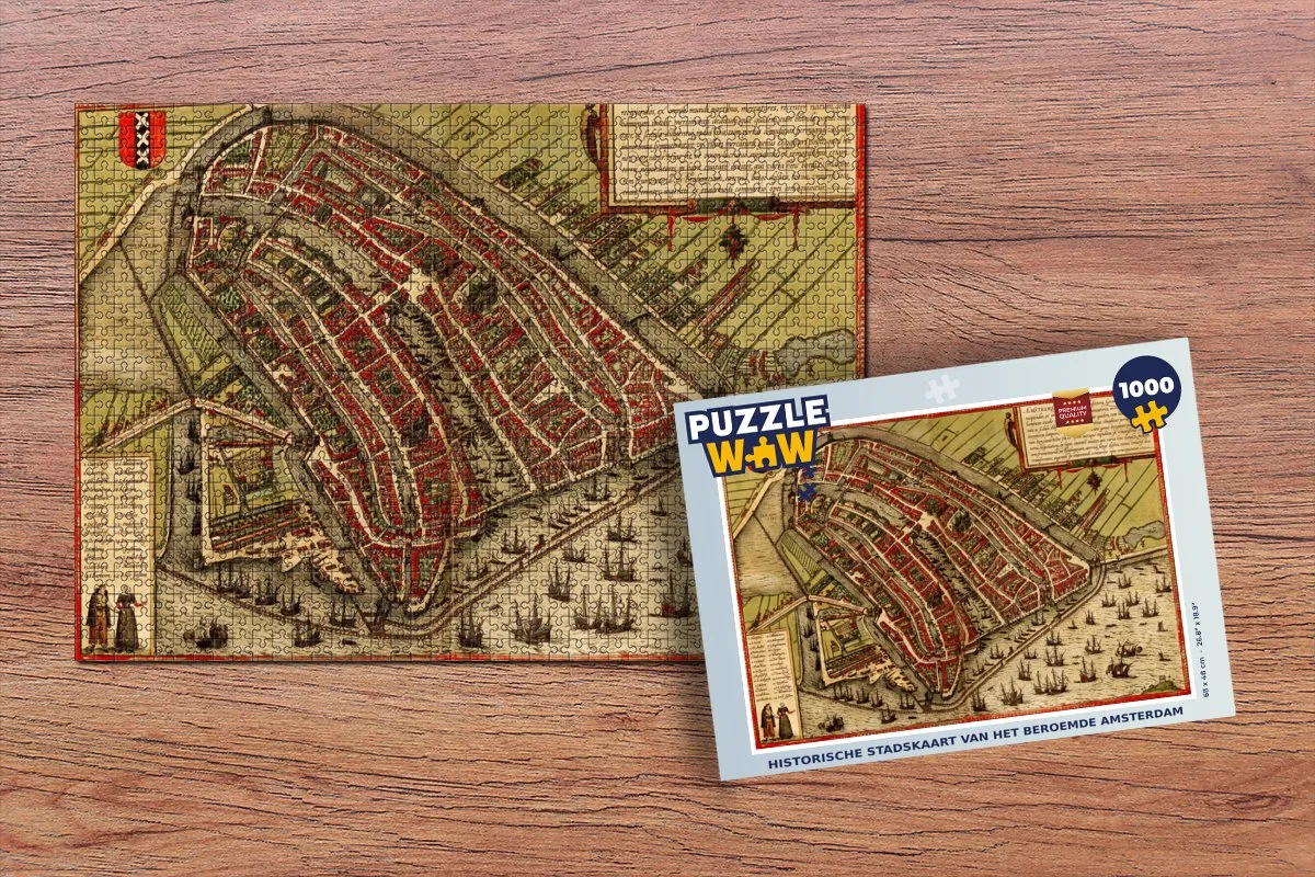 PuzzleWow Amsterdam Vintage Legpuzzel 1000 Stuks - Multicolor