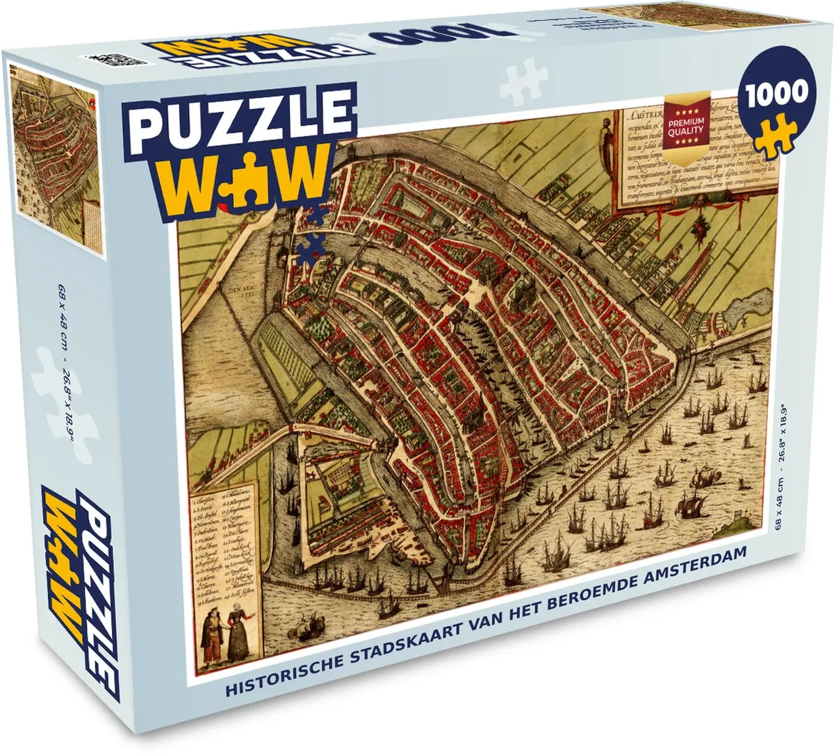 PuzzleWow Amsterdam Vintage Legpuzzel 1000 Stuks - Multicolor